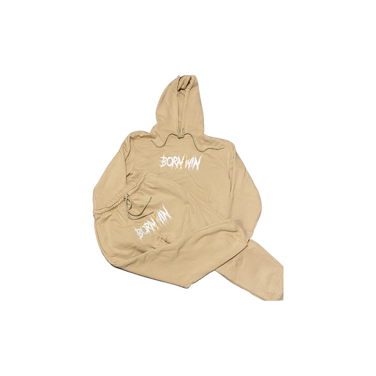 Born2Win - Embroidery Hoodie Set(Tan)